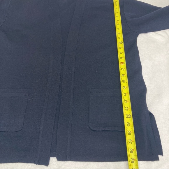 Valerie Stevens PetitesnOpen Front Cardigan Sweater Jacket Black Merino Wool - Picture 8 of 13